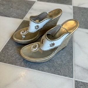 Jack Rogers White/Platinum Platform Wedges